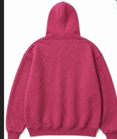 Cropped clean product photo of pink One World zip-up hoodie back
